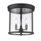 Z-Lite Thayer Flush Mount, 3-Light, 13 In.W x 13 In.H, Matte Black/Clear 742F13-MB - alternate 3